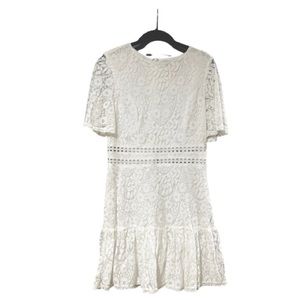 White Lace Bridal Shower Dress w/midsection cutout detail